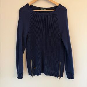 Lauren Ralph Lauren Navy Blue Cotton Knit Sweater Classic Preppy Size Small
